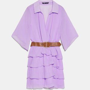 ZARA PLEATED DRESS WITH BELT